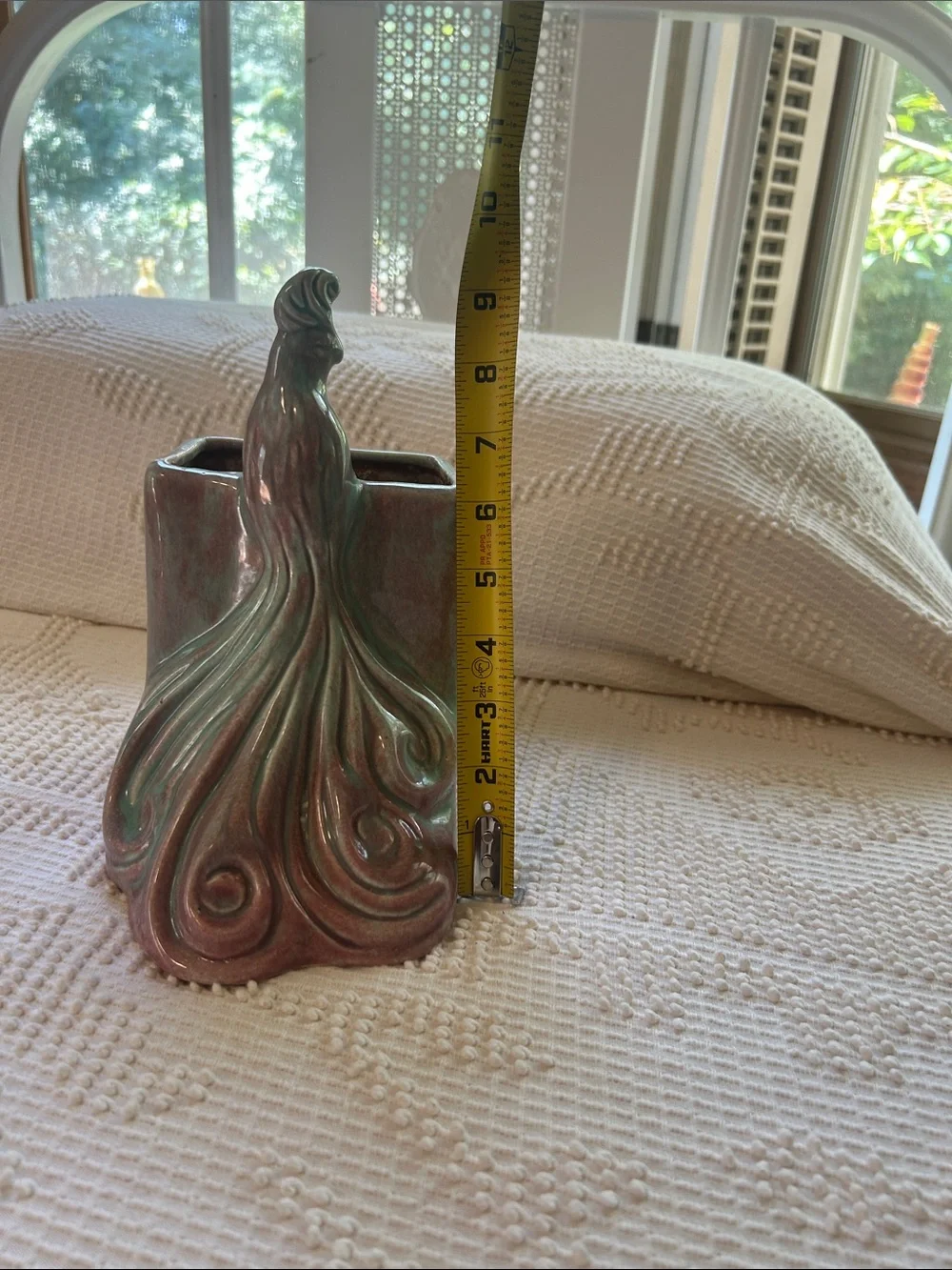 Artisan Iridescent Ceramic Peacock Vase West Coast Pottery